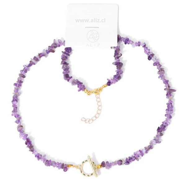 Conjunto de collares y pulseras de piedra natural (Violeta)