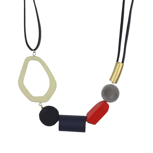 Collar Geométrico Colorido con Cuentas de Acrílico, Madera y Metal