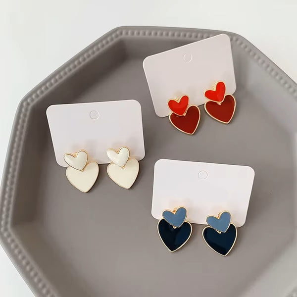 Pendientes Minimalistas de Corazón Esmaltado