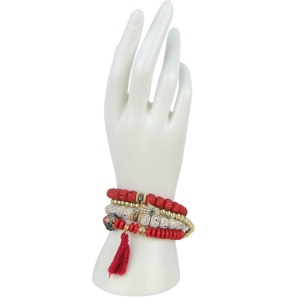 Pulsera Mano de Fátima para la suerte y Protección (Rojo)