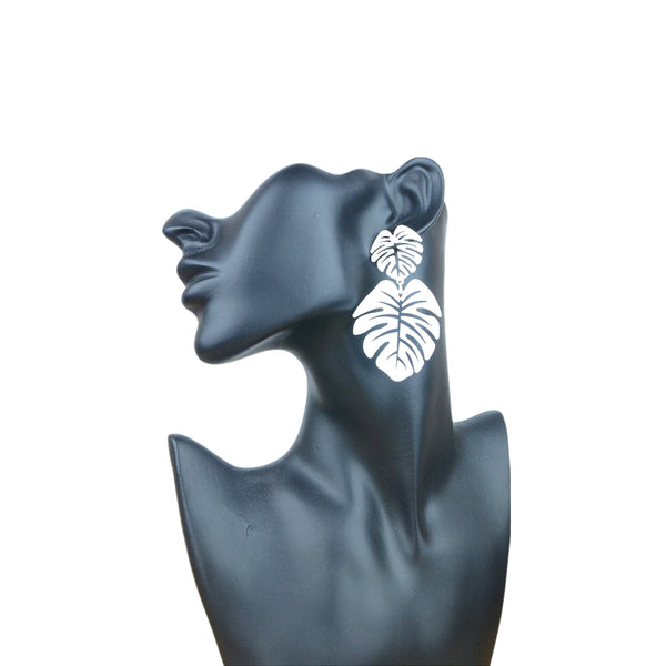 Aretes Colgantes Doble Hoja Monstera