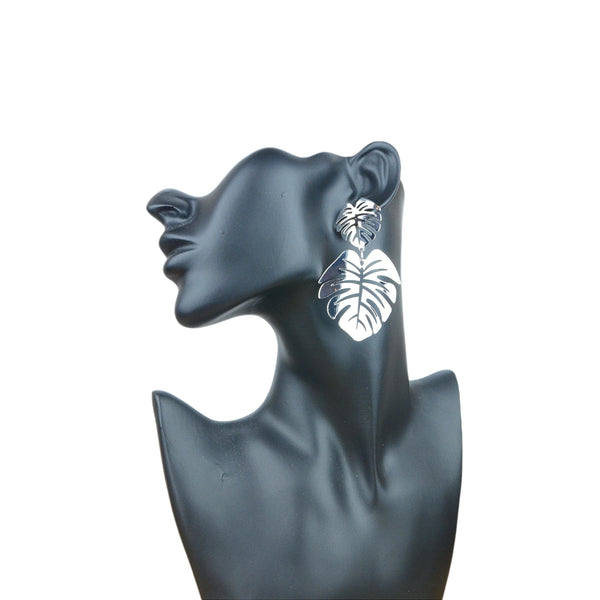 Aretes Colgantes Doble Hoja Monstera