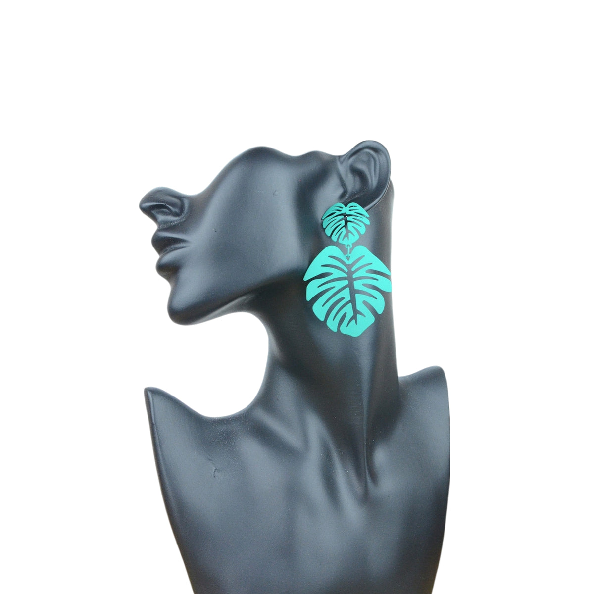 Aretes Colgantes Doble Hoja Monstera