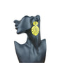 Aretes Amarillo Colgantes Doble Hoja Monstera