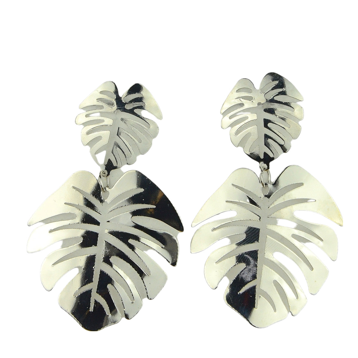 Aretes Colgantes Doble Hoja Monstera
