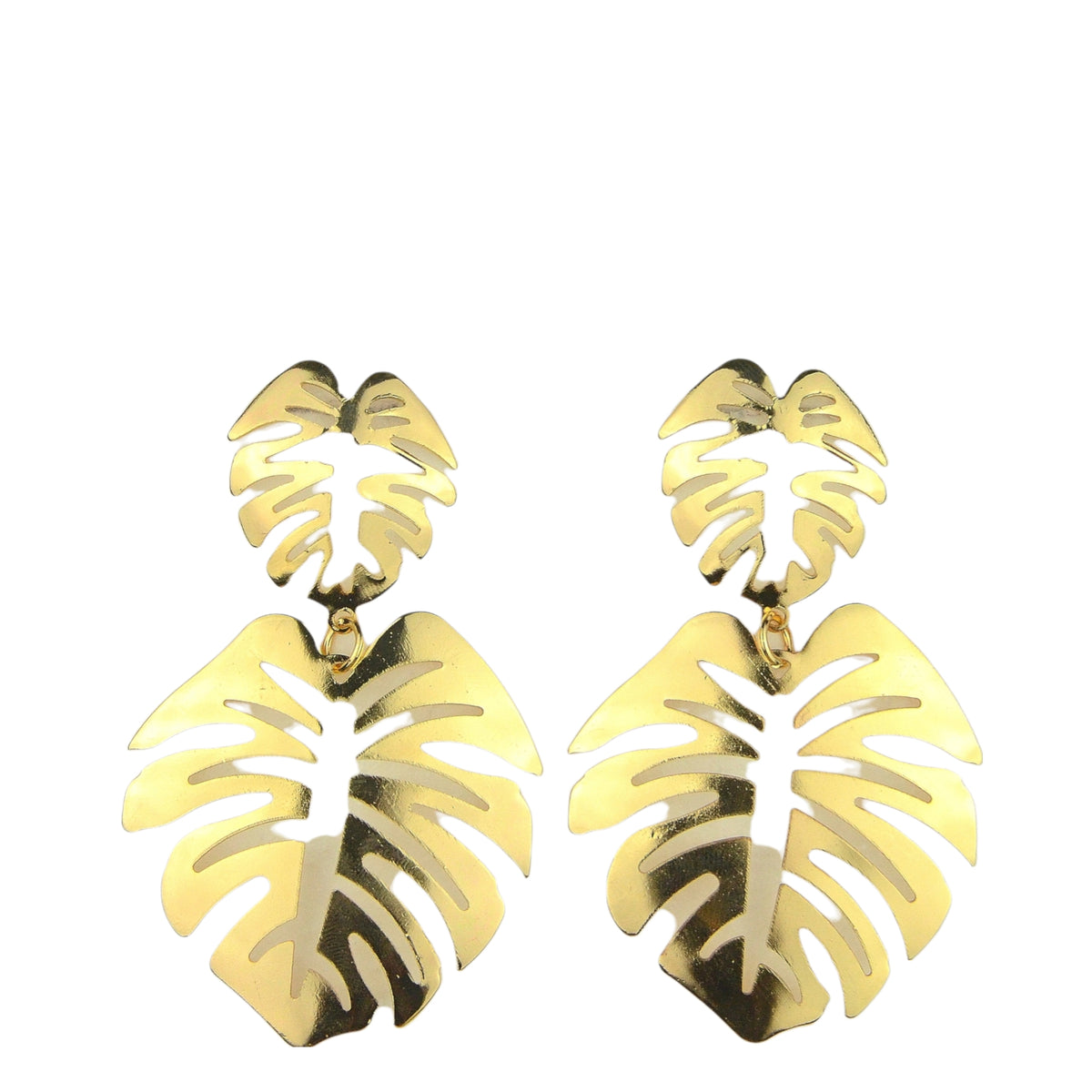Aretes Colgantes Doble Hoja Monstera