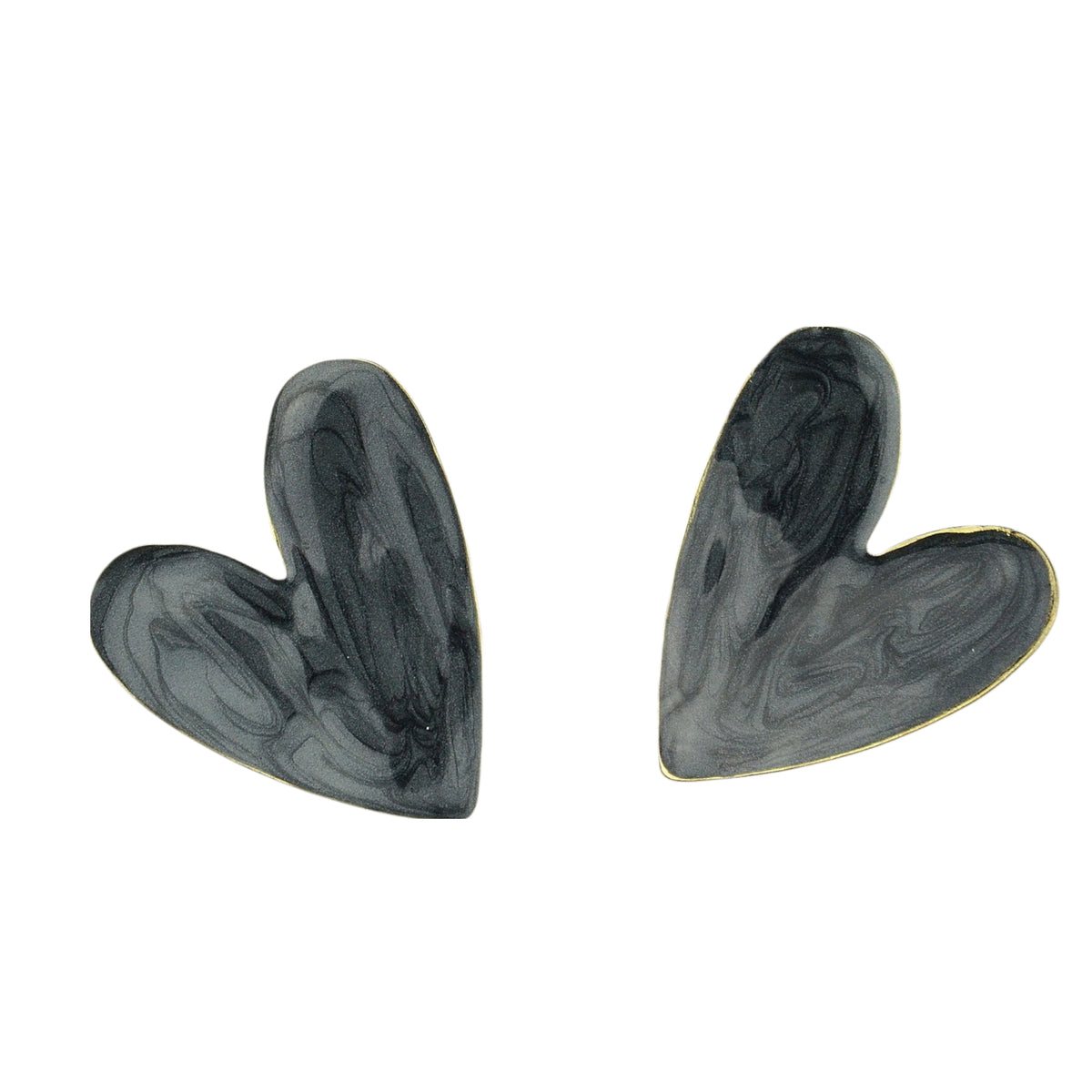 Aros Corazón Glaseado Bordes Dorados