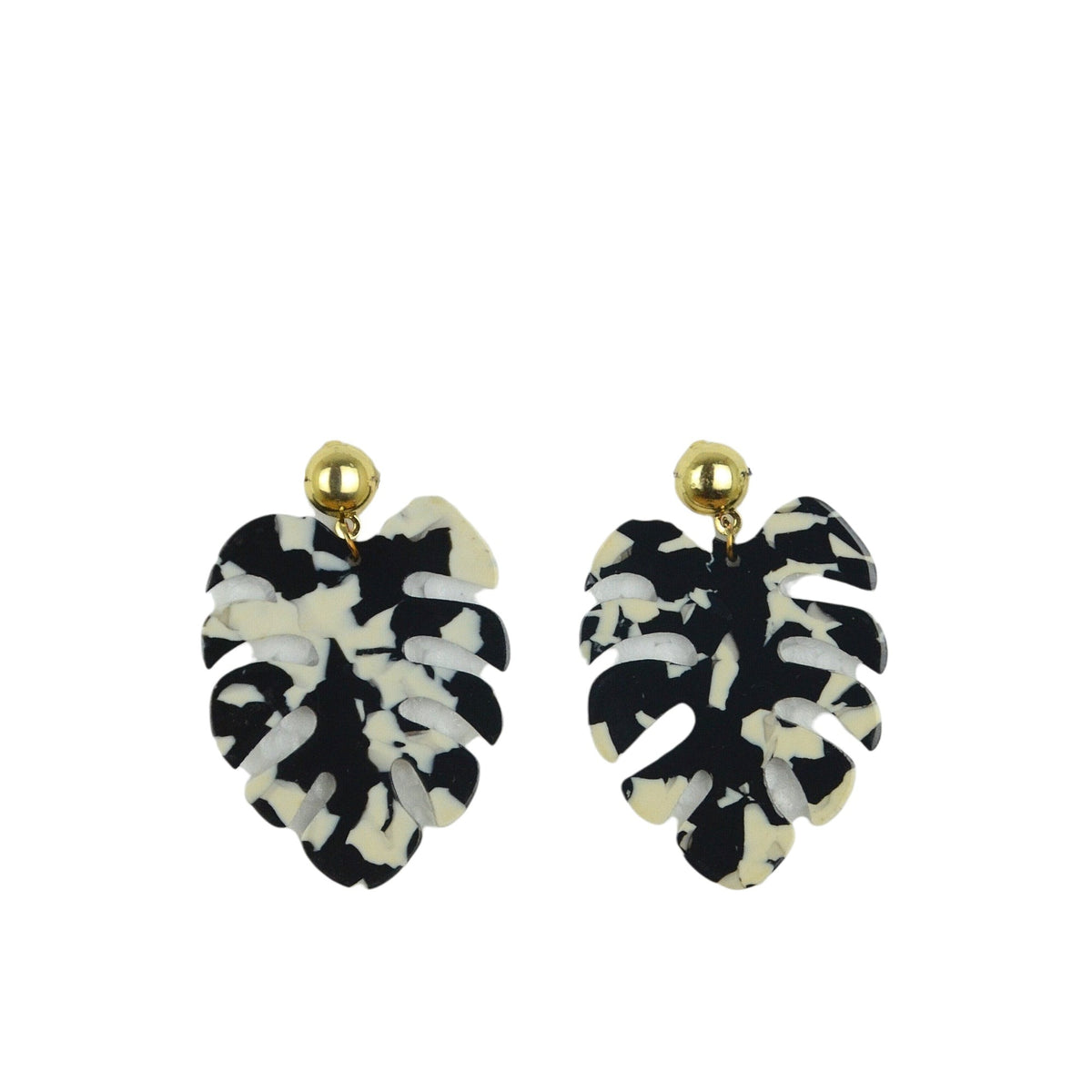 Aretes Colgantes Hoja Monstera Acrílico