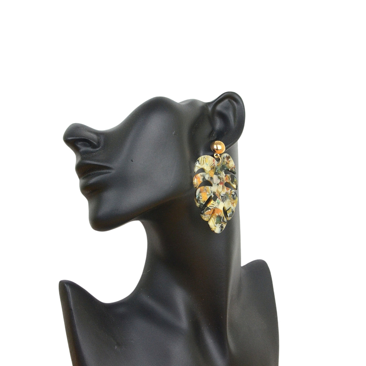 Aretes Colgantes Hoja Monstera Acrílico