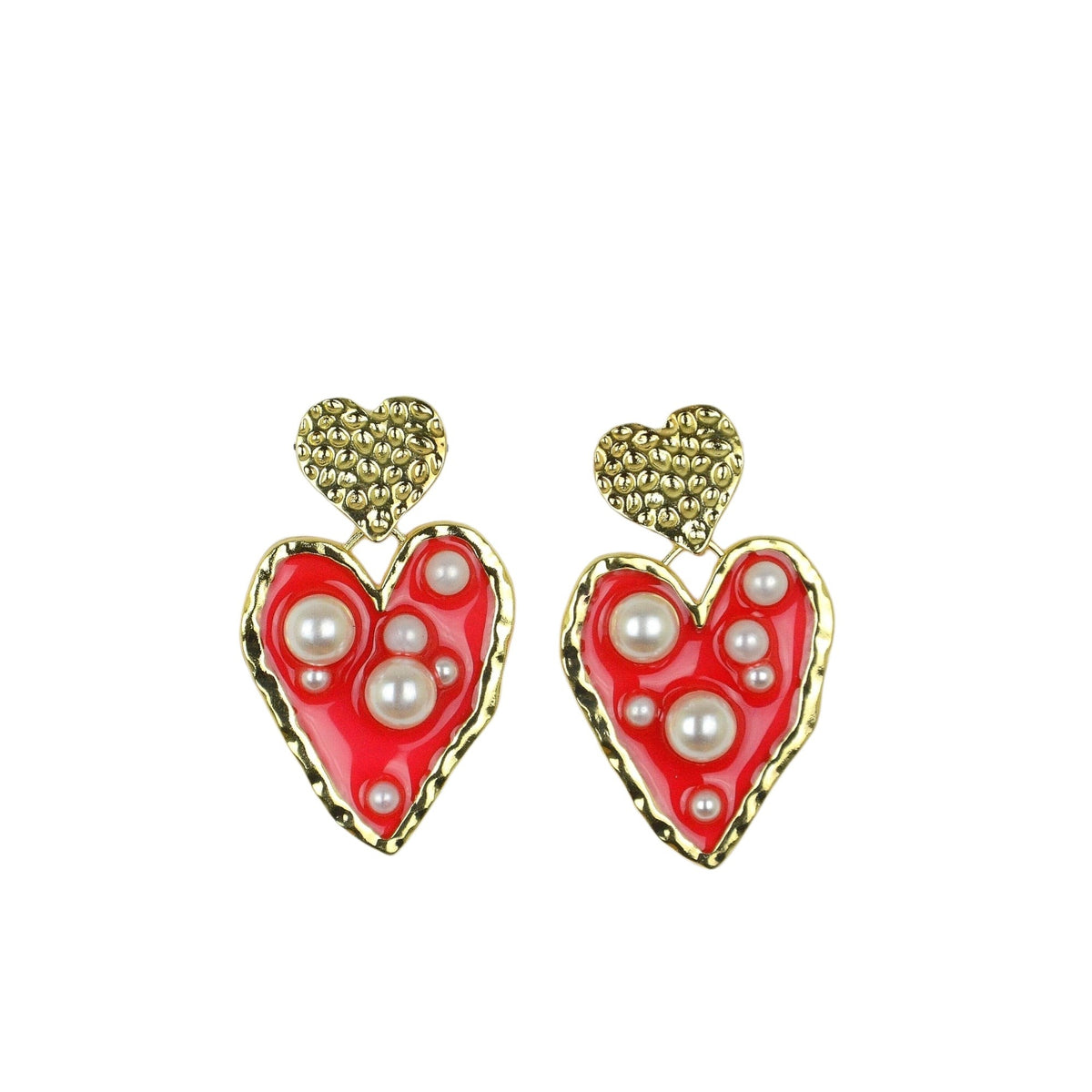 Colgantes de Corazón Irregular con Perlas