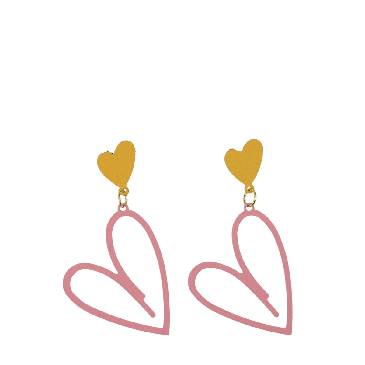 Aretes Modernos Forma de Corazón Metálicos