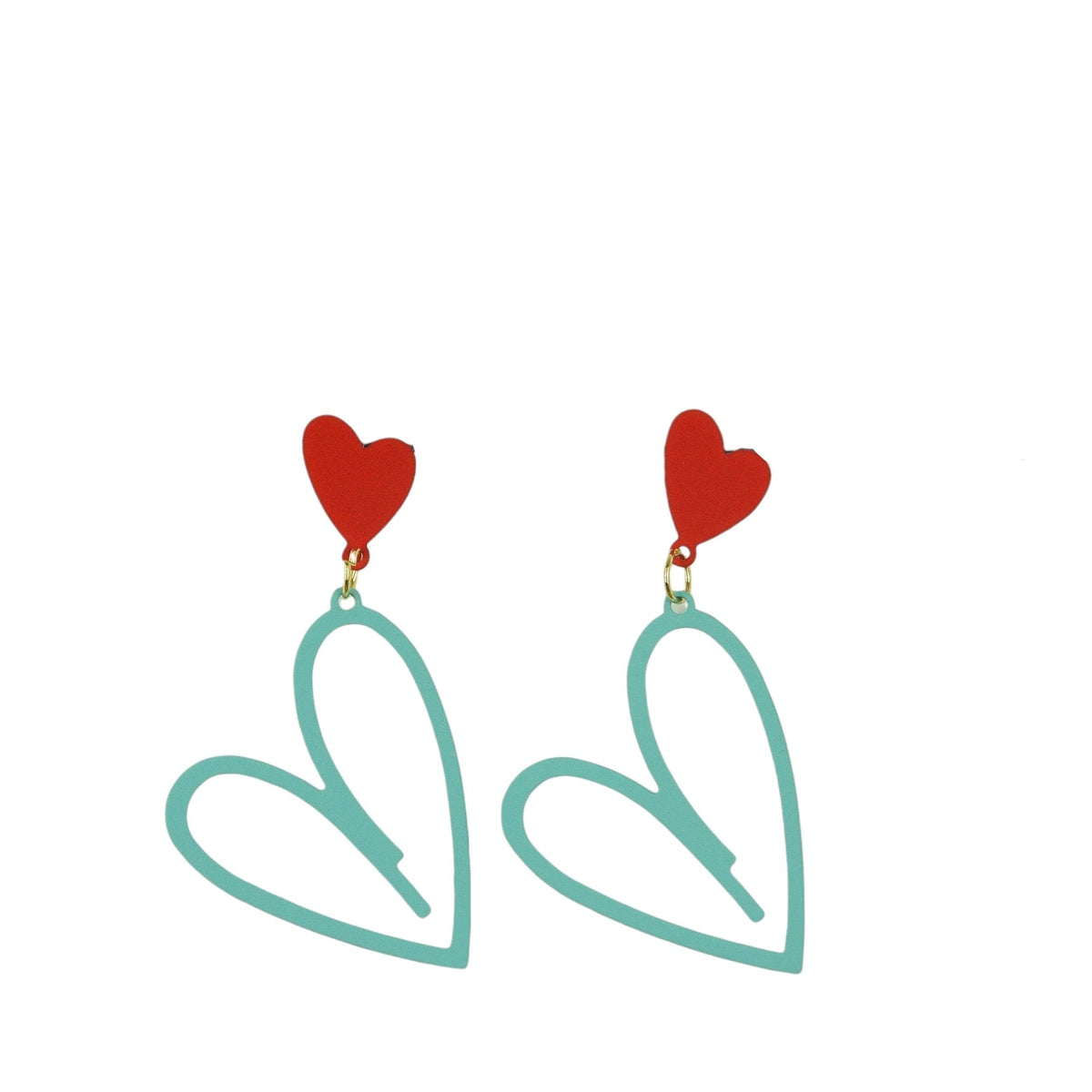 Aretes Modernos Forma de Corazón Metálicos