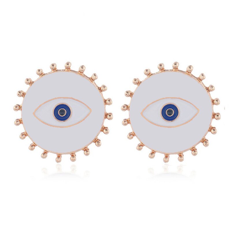 Aretes Metálicos Esmaltados Redondos con Ojo Turco